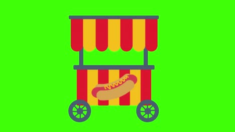 animation of a hot dogs truck icon on a green screen