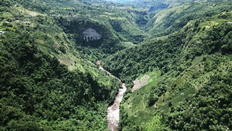 aerial magdalena san agustin lush green woodland winding valleys in andes mountains colombia south america