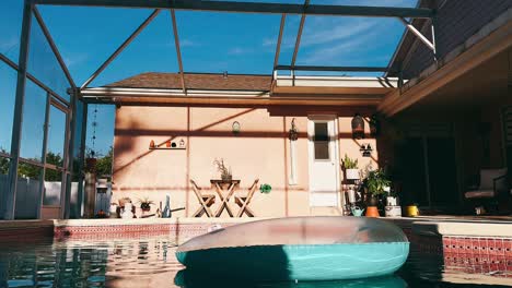 relaxing backyard poolside scene