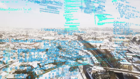 animación del procesamiento de datos sobre el paisaje urbano