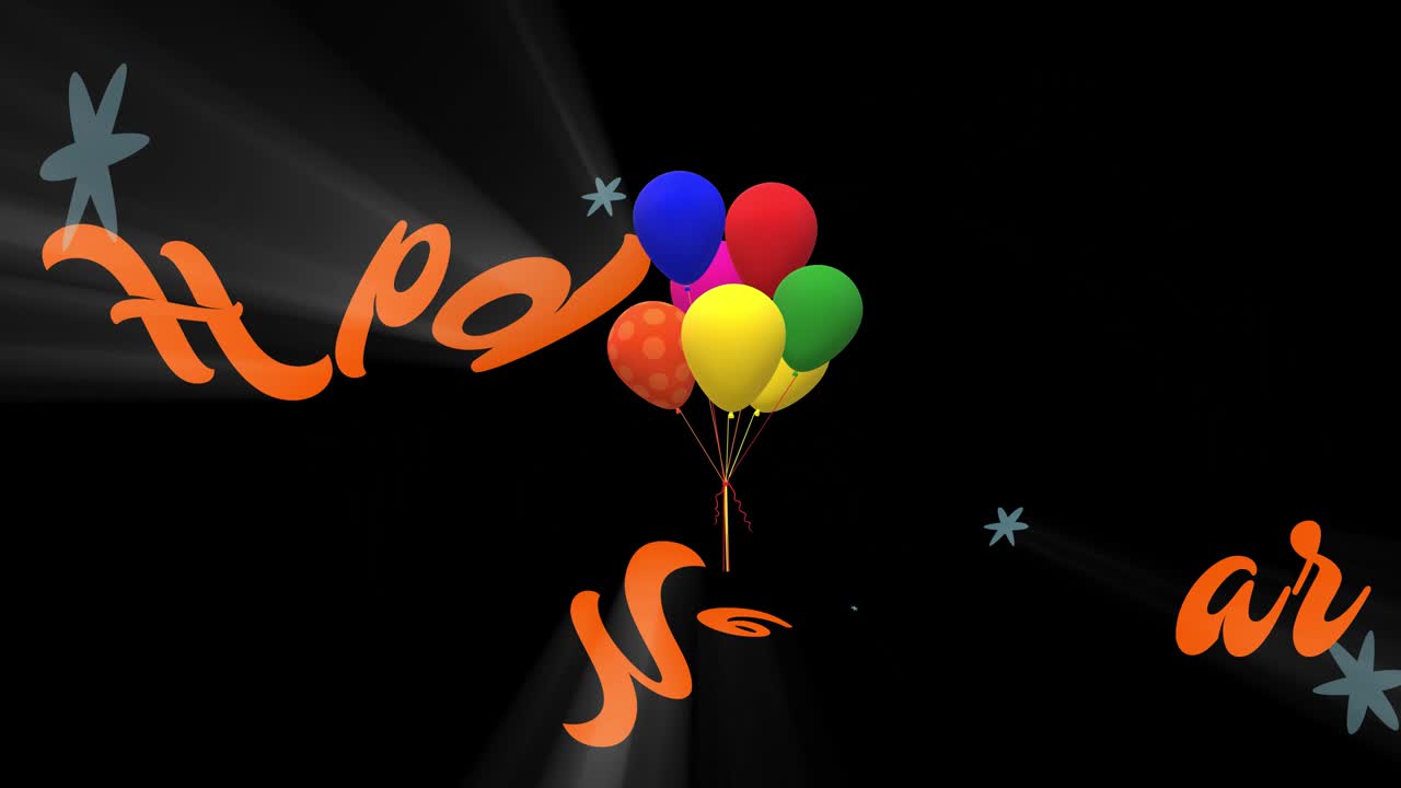 año nuevo brillante celebrando texto y globos voladores