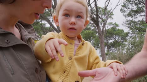 Close-up-view-of-caucasian-family-in-forest