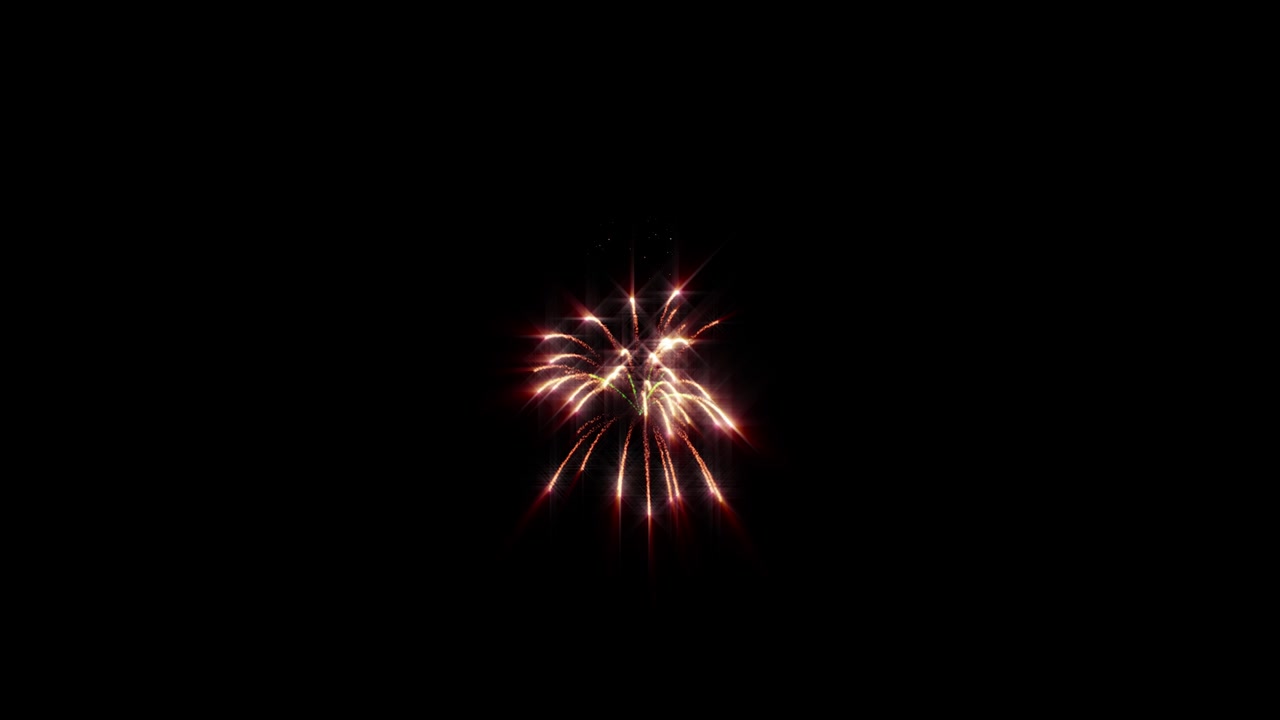 loop footage fireworks with sparkling lights and stars, ignites an explosion on a black background