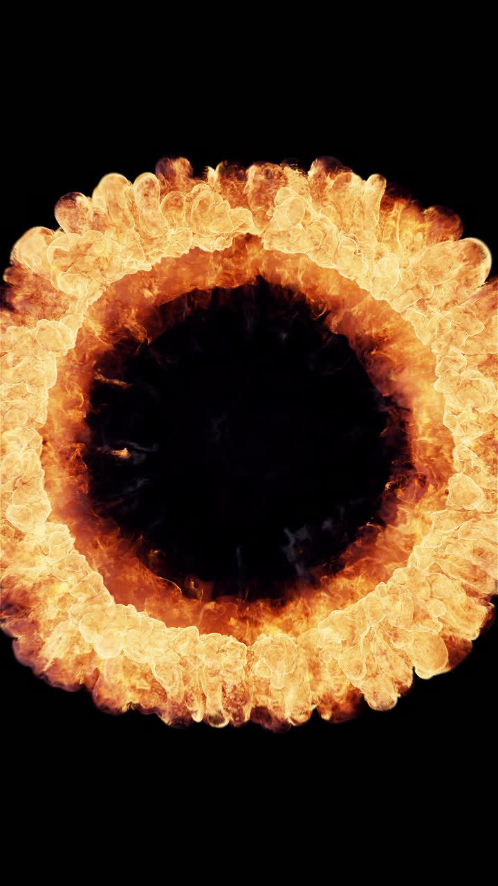 Fiery Ring Explosion Expanding and Dissipating into Smoke