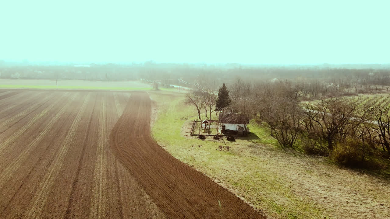 drone records vast semi-arid soil, aerial shot.