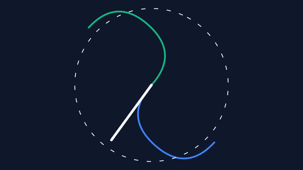 3D render of spinning infinity curve with orbit circle and flowing lines on dark background creating abstract animation designed for visual effects, motion graphics and video overlays