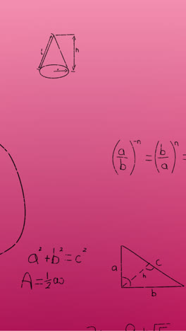 animación de fórmulas matemáticas escritas a mano sobre un fondo rosa