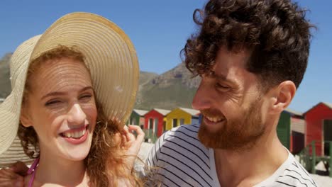 romantic couple embracing each other at beach 4k
