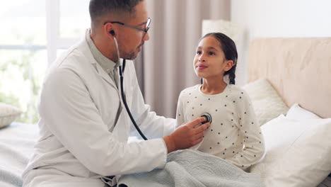 Bed,-stethoscope-and-breathing-child