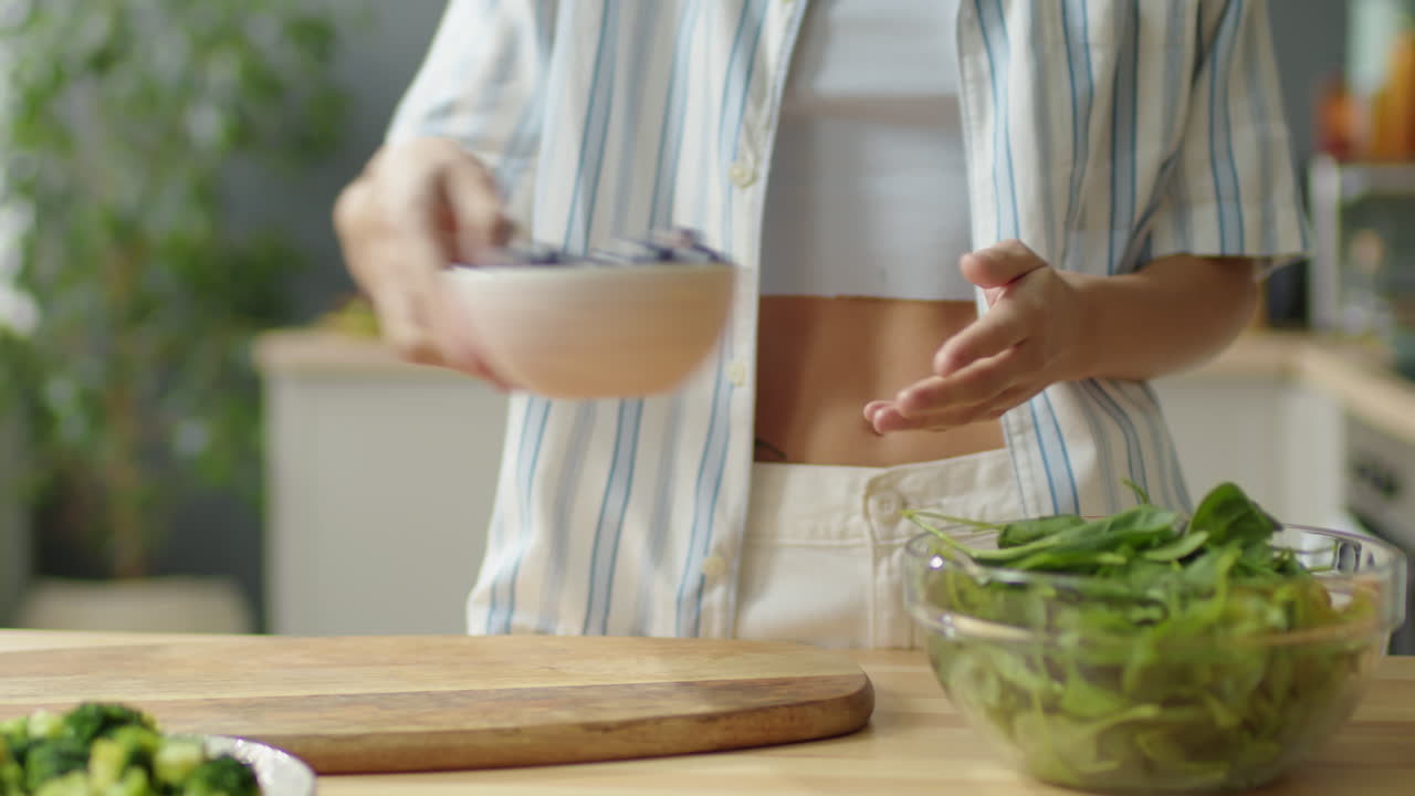Woman Showing Fresh Vegetables and Berries on Camera