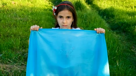 patriot child with ukrainian flag. selective focus. kid.