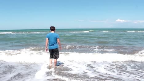 man walking on the beach