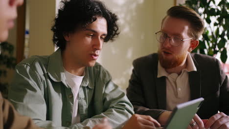 team of professionals having a business meeting in an office