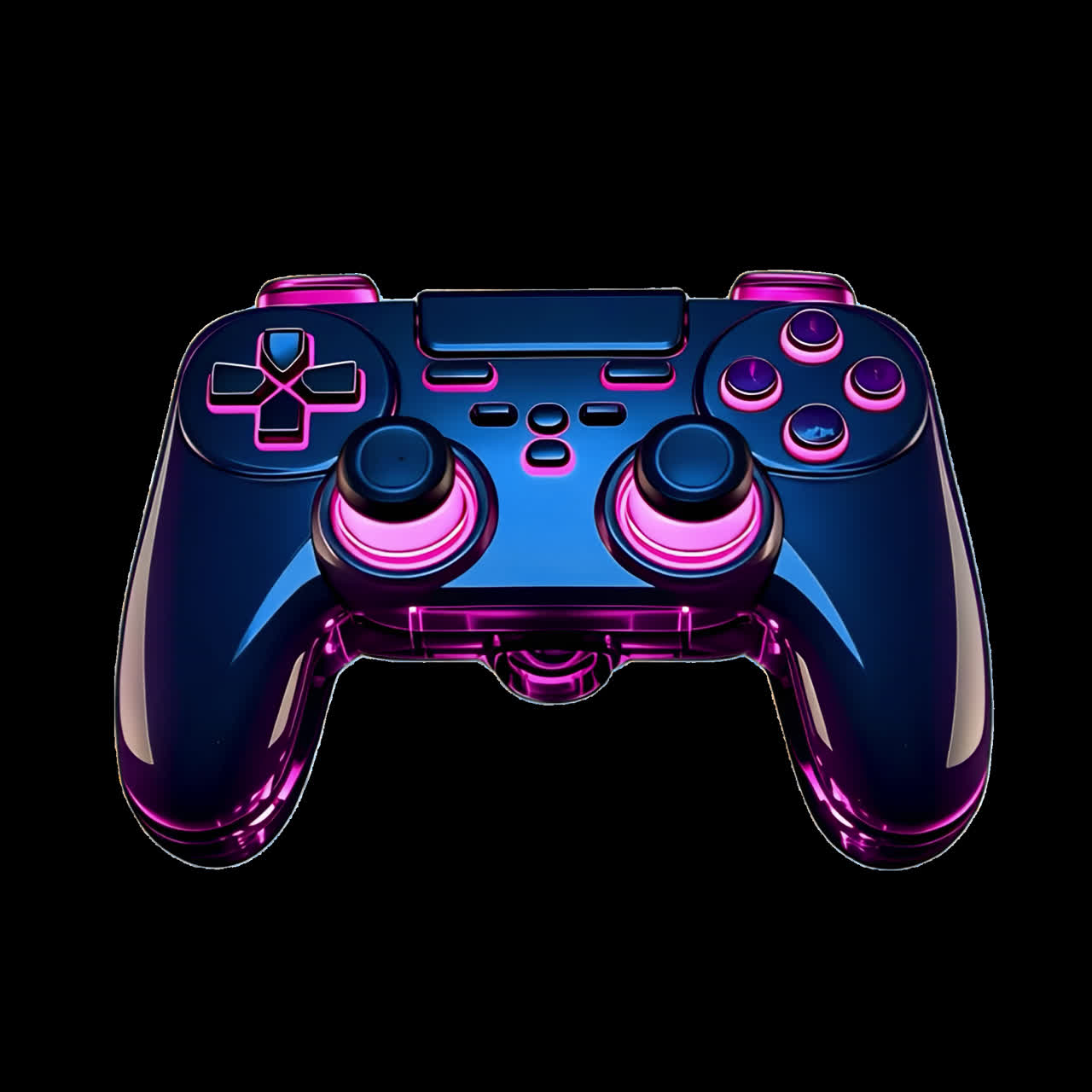 Futuristic gaming controller design animation isolated asset, transparent 4K video, alpha channel