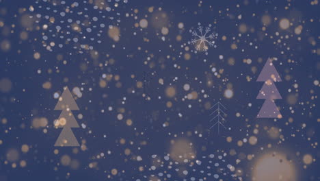 animación de la nieve cayendo sobre el patrón del árbol de navidad