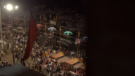 crowds at varanasi night ceremony