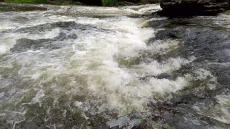 el agua fluye por debajo de la cascada de linville falls