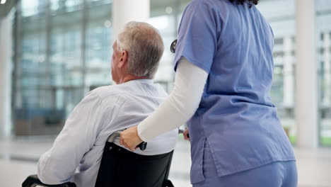 wheelchair, help and woman nurse with old man