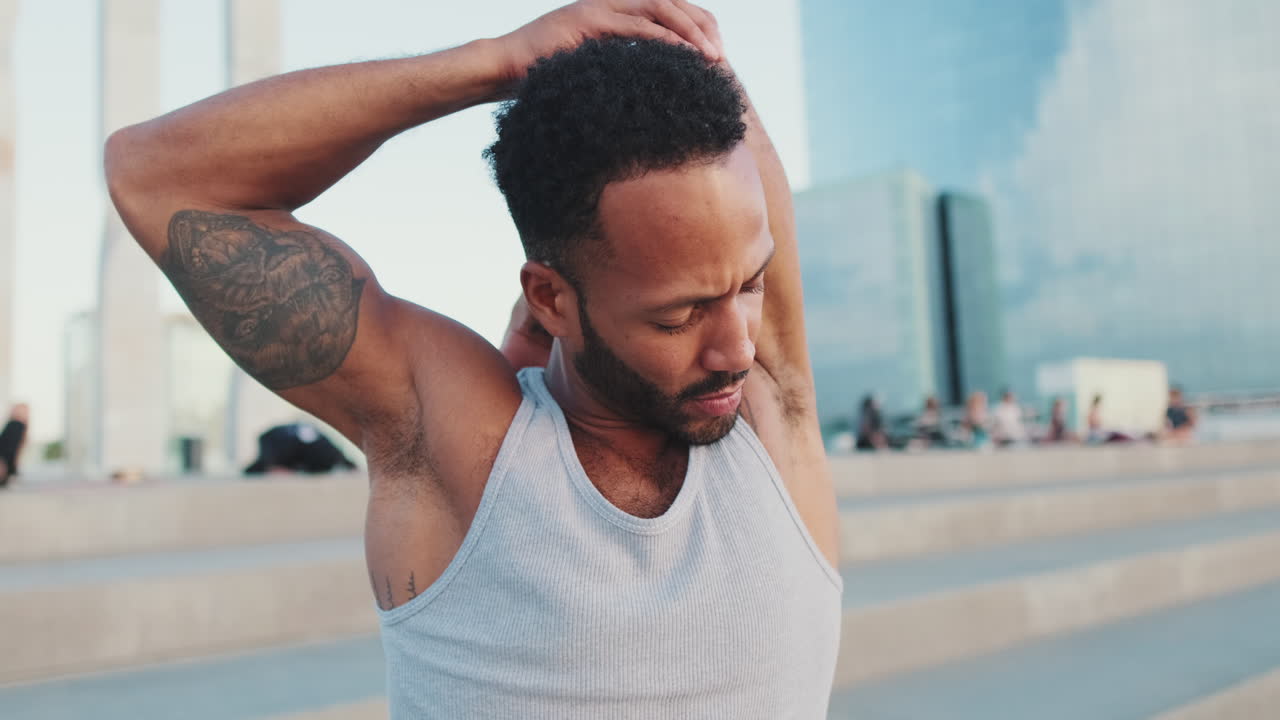 Man Stretching Outdoors