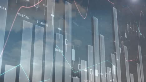 Animation-Der-Statistikverarbeitung-über-Wolken-Und-Himmel