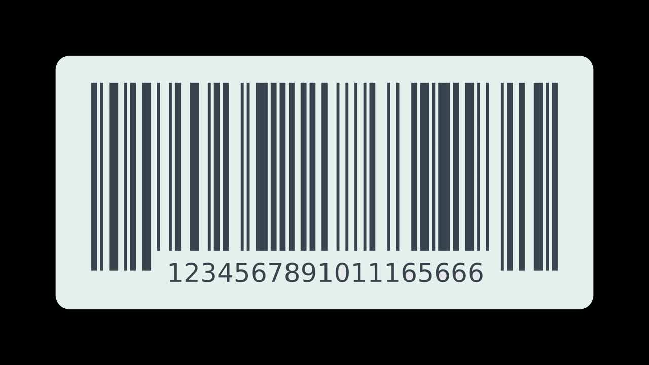 Animation loop of a scan of a barcode label with alpha channel (flat design)