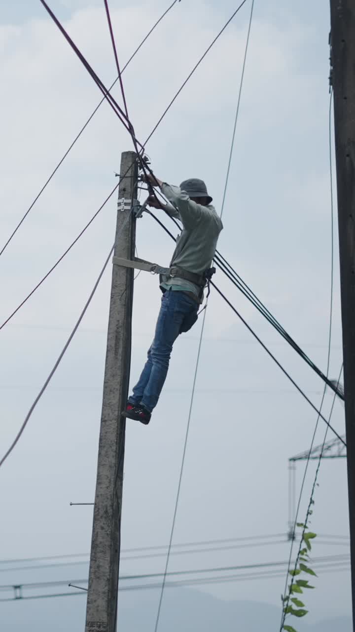 Lineman Working on Power Lines