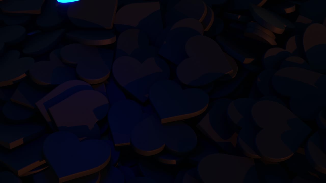 Cuore Blu Luminoso Tra Molti Cuori Scuri