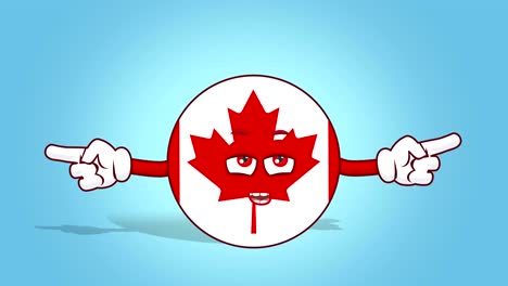 icona del cartone animato bandiera del canada infelice doppio puntatore parlare con faccia animazione con alfa matte