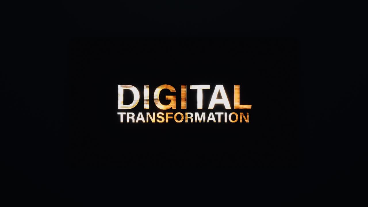 디지털 트랜스포메이션 텍스트 워드 골드 라이트 애니메이션 루프와 글리치 텍스트 효과 4k 3d 원활한 루프 디지털 트랜ス포메이션 효과 요소 영화 트레일러, 판매 마케팅 타이틀 배너, 오래된 게임 콘솔