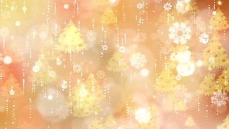 gold snowflakes and christmas tree background