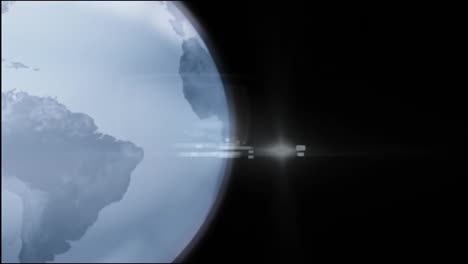 animación de formas hexagonales patrón sobre el globo giratorio contra fondo negro