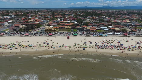 aerial scene of a beach in the summer in south of brazil.
