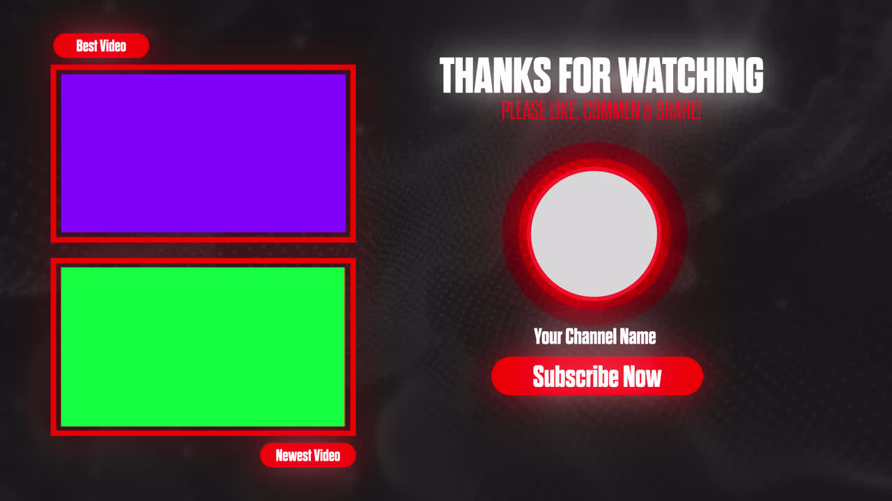 Versione dark animata e pulita per schermata finale di YouTube