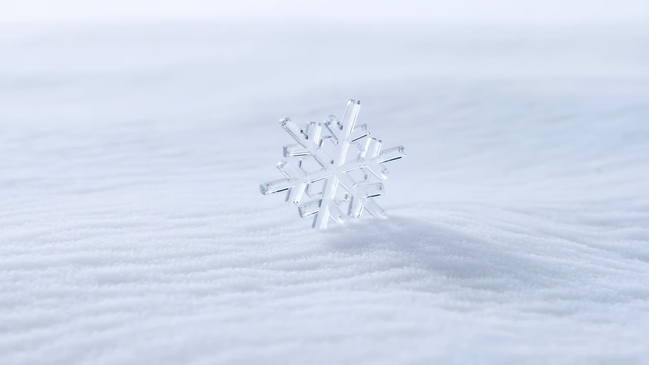 雪の上の雪の結晶のマクロ写真