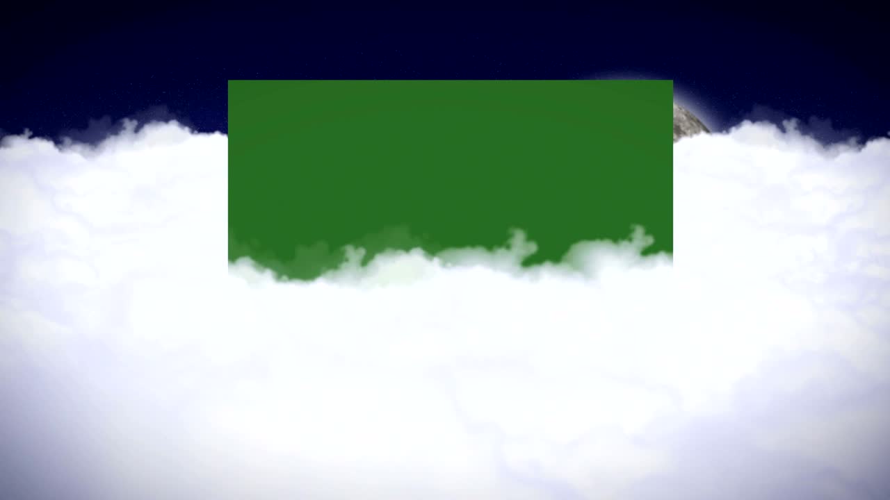 구름과 밤하늘 배경, 녹색 화면, 애니메이션, 렌더링, 루프