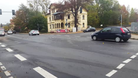 cars driving at crossroad