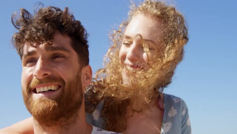 romantic couple embracing each other at beach 4k