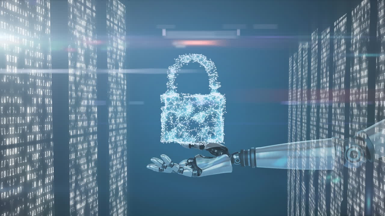 Animation of robot and cloud with computer processors
