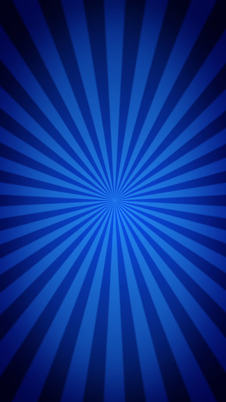 Pop art rotate background. Retro comic sunburst blue rays. Radial lines. Loop animation. Vertical video.