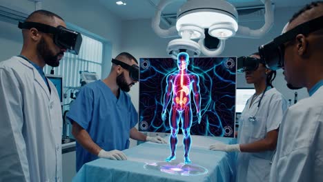medical team using vr for surgical training