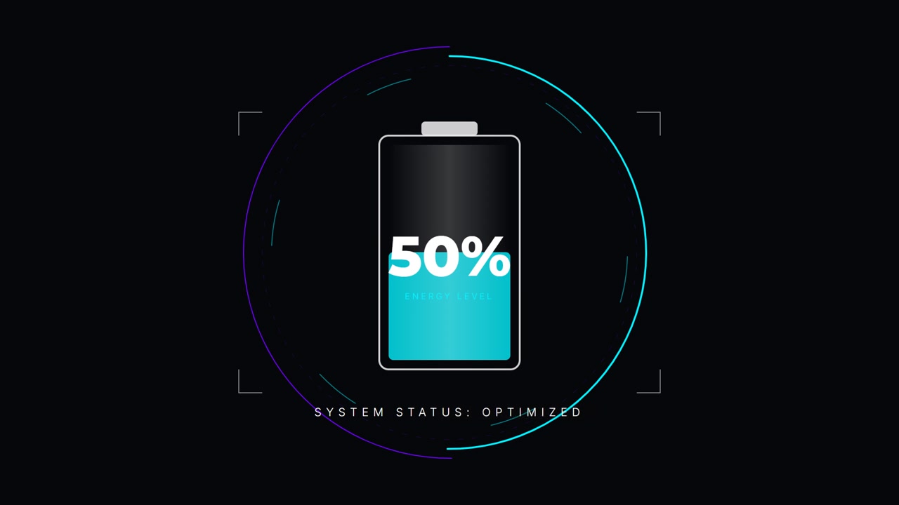 Digital Battery Charging Progress Indicator on Dark Background