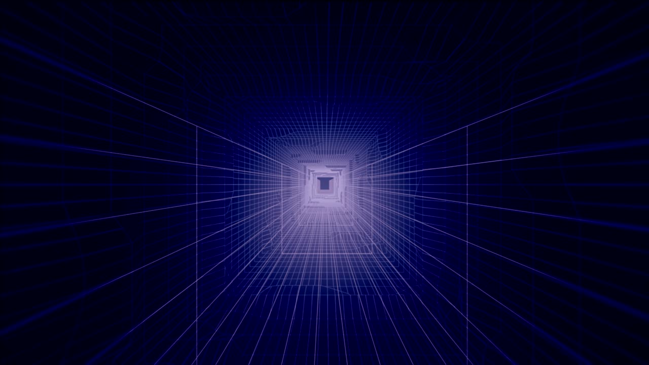 una animación que representa un túnel digital sin fin.