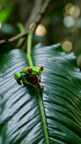 red-eyed tree frog on a leaf