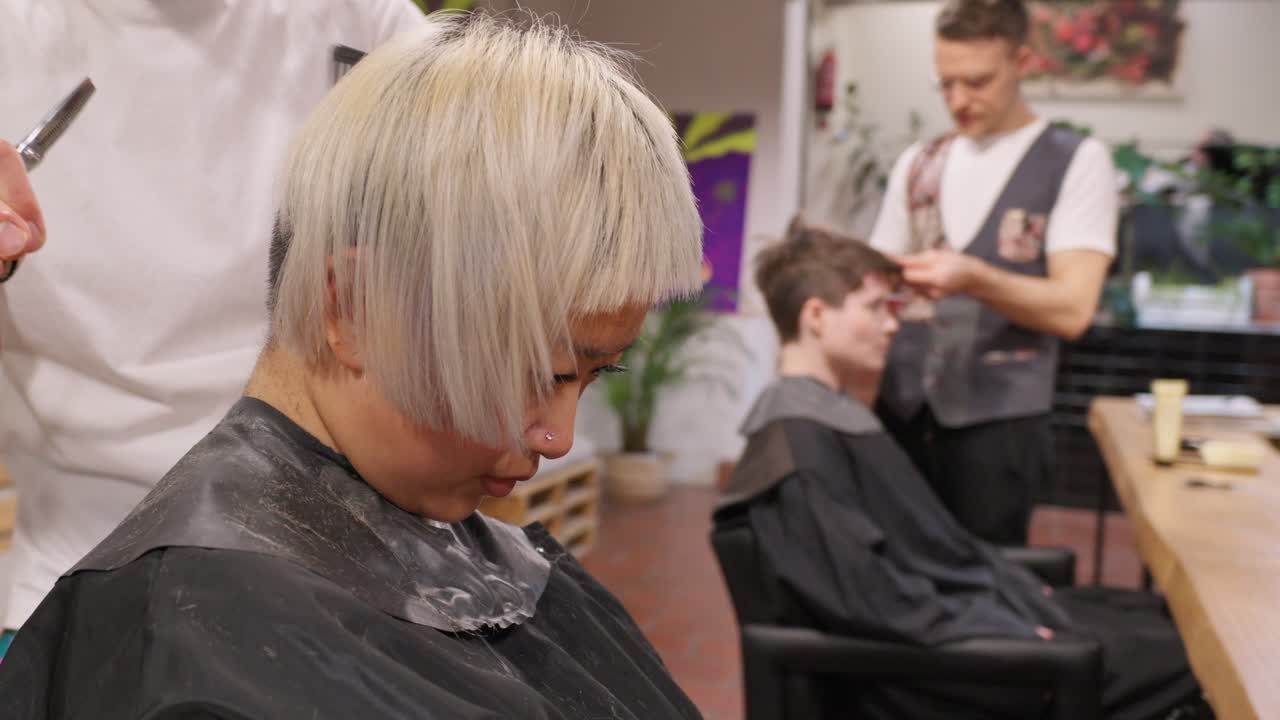Haircut at a hair salon