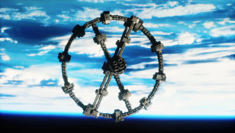estación espacial por encima de la tierra elementos de la imagen proporcionada por la nasa
