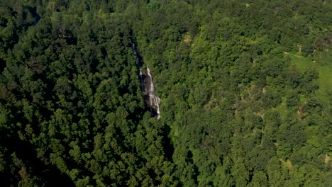 beautiful waterfall in amicalola falls state park in georgia, aerial view