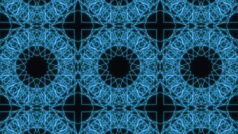 Geometría-Sagrada,-Fractal-Azul-Morphing-Estampado,-Formas,-Bucle-Vj-Sin-Fisuras