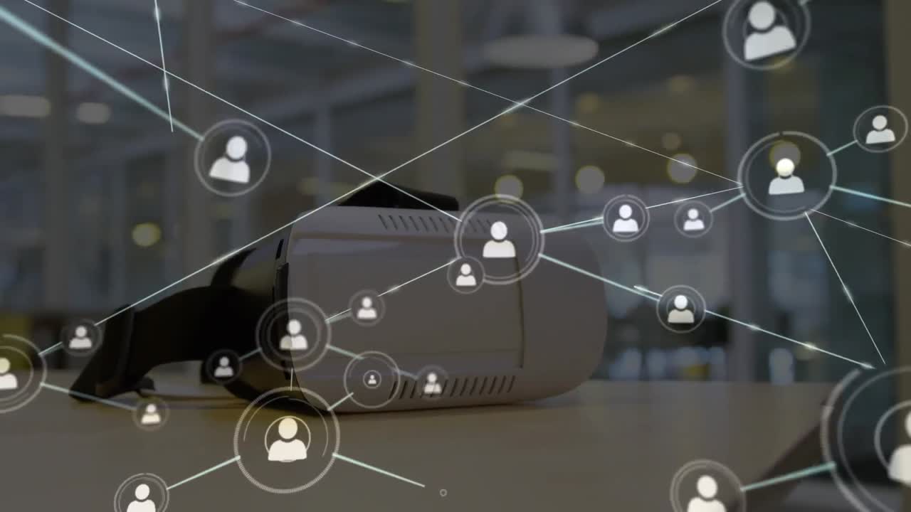 연결 네트워크의 애니메이션과 vr 헤드 ⁇ 에 대한 아이콘