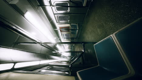 interior vacío del tren del metro por la noche