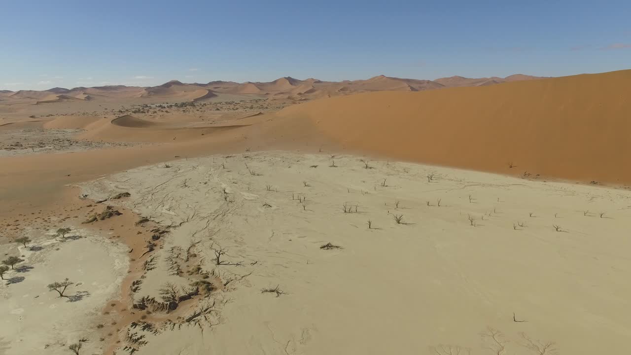 Aerial shot of Deadvlei at Sossuvlei in Namib Desert, Namibia